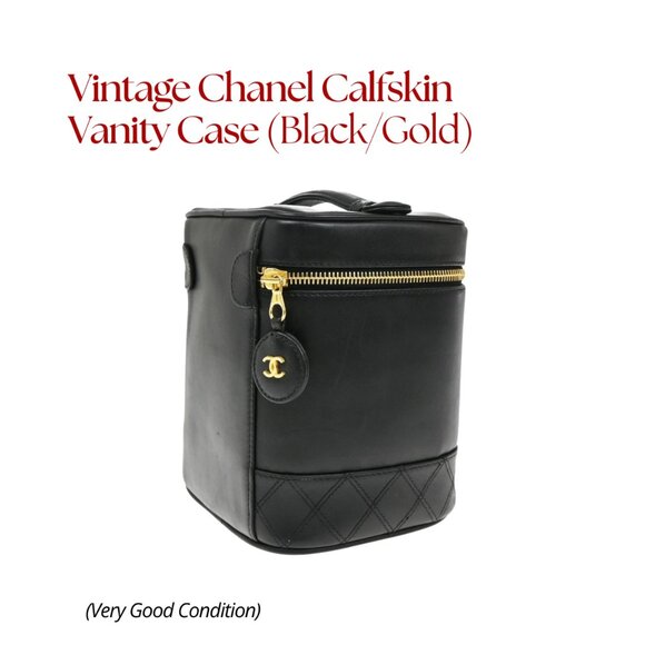 Authentic Vintage Chanel Vanity Case Collectible – 24k Gold + Black Calfskin - Picture 9 of 10